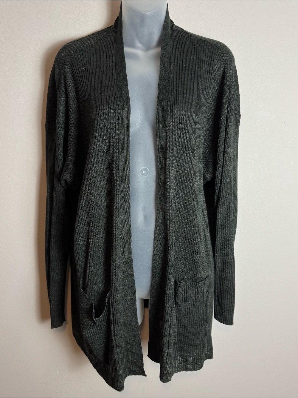 Eileen Fisher 100% Organic Linen Dark Green System Cardigan Size XL